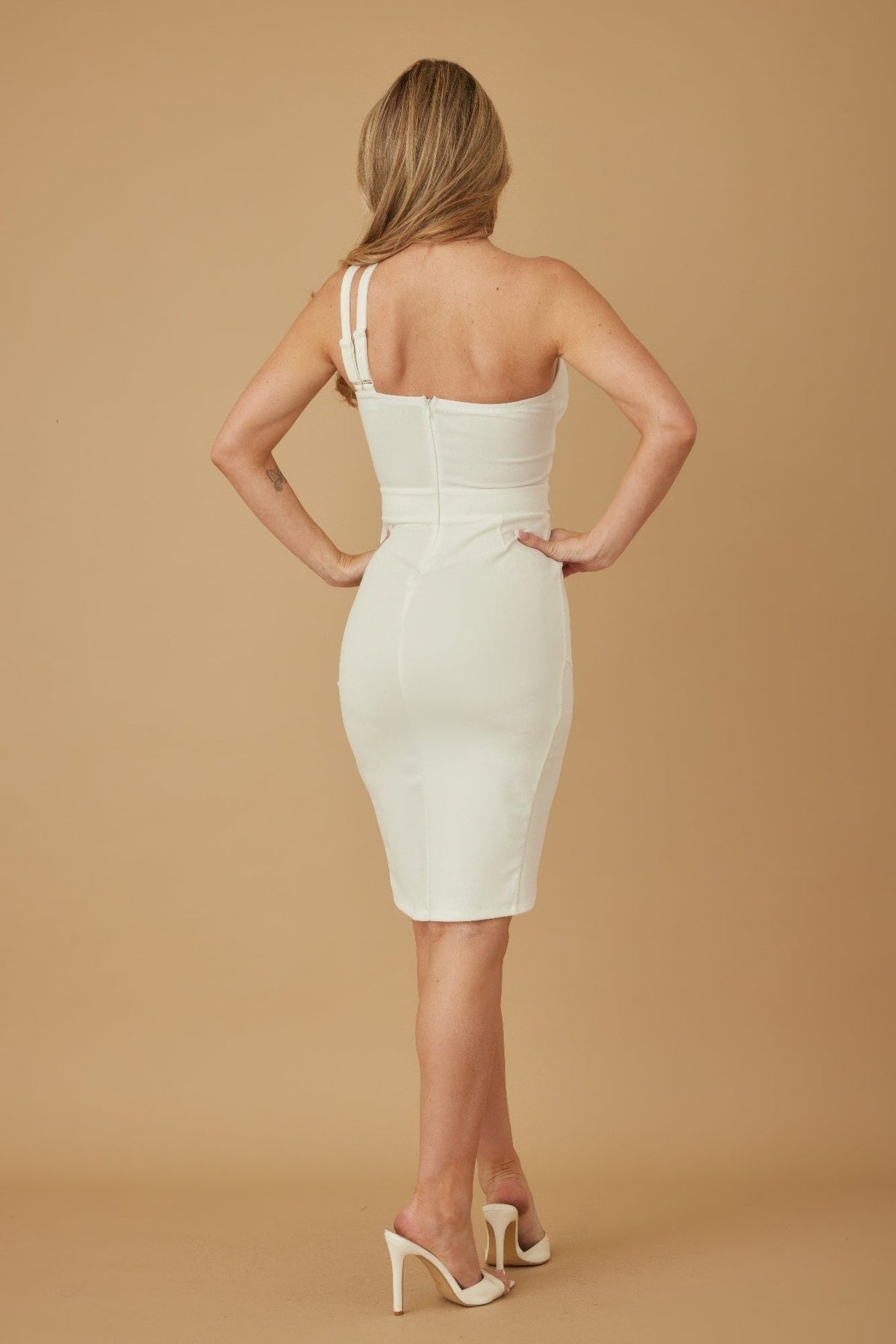 Double Cut Strap Midi Dress
