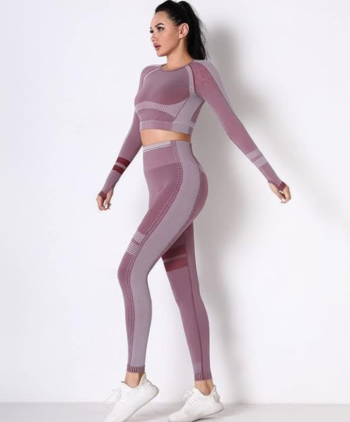 Seamless Long Sleeve Solid Yoga Set