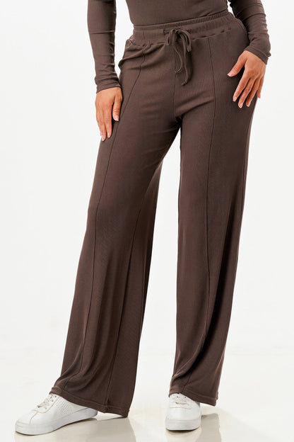 Long Sleeve Ribbed Bodysuit And Pants Set