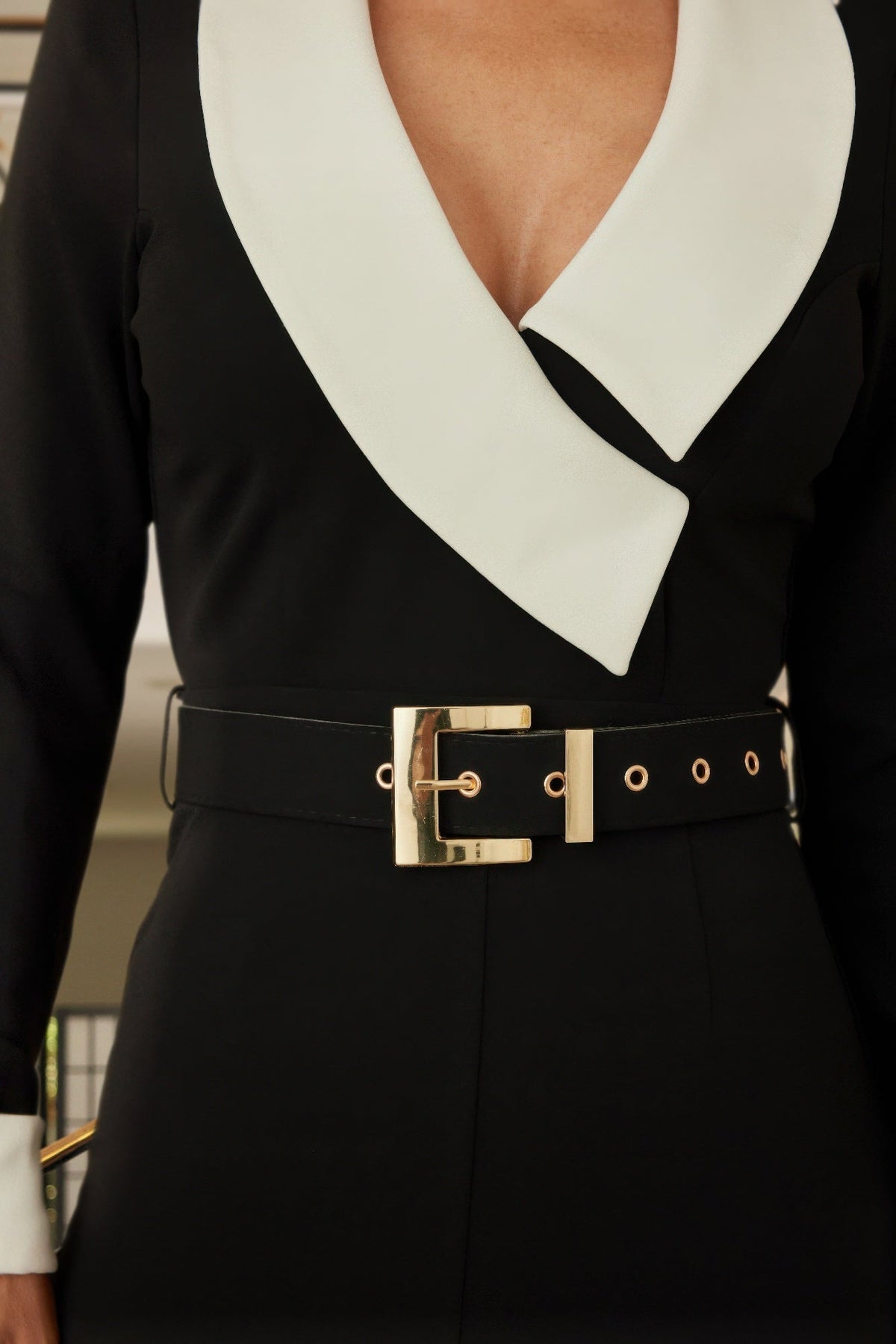 Black/white Long Sleeve Jumpsuit