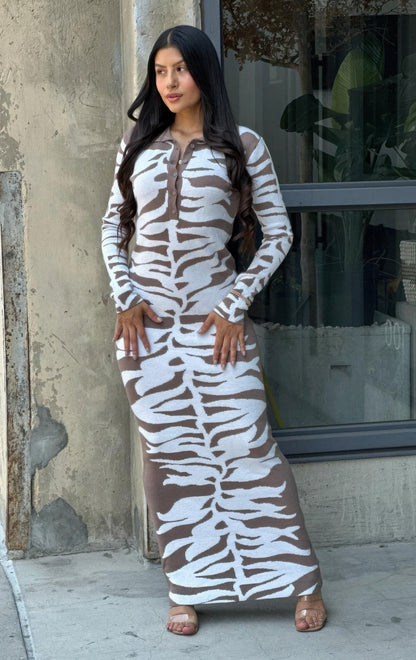 Animal Print Sweater Dress Body Con