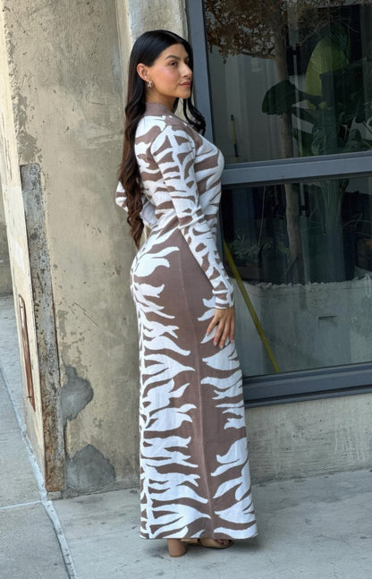 Animal Print Sweater Dress Body Con