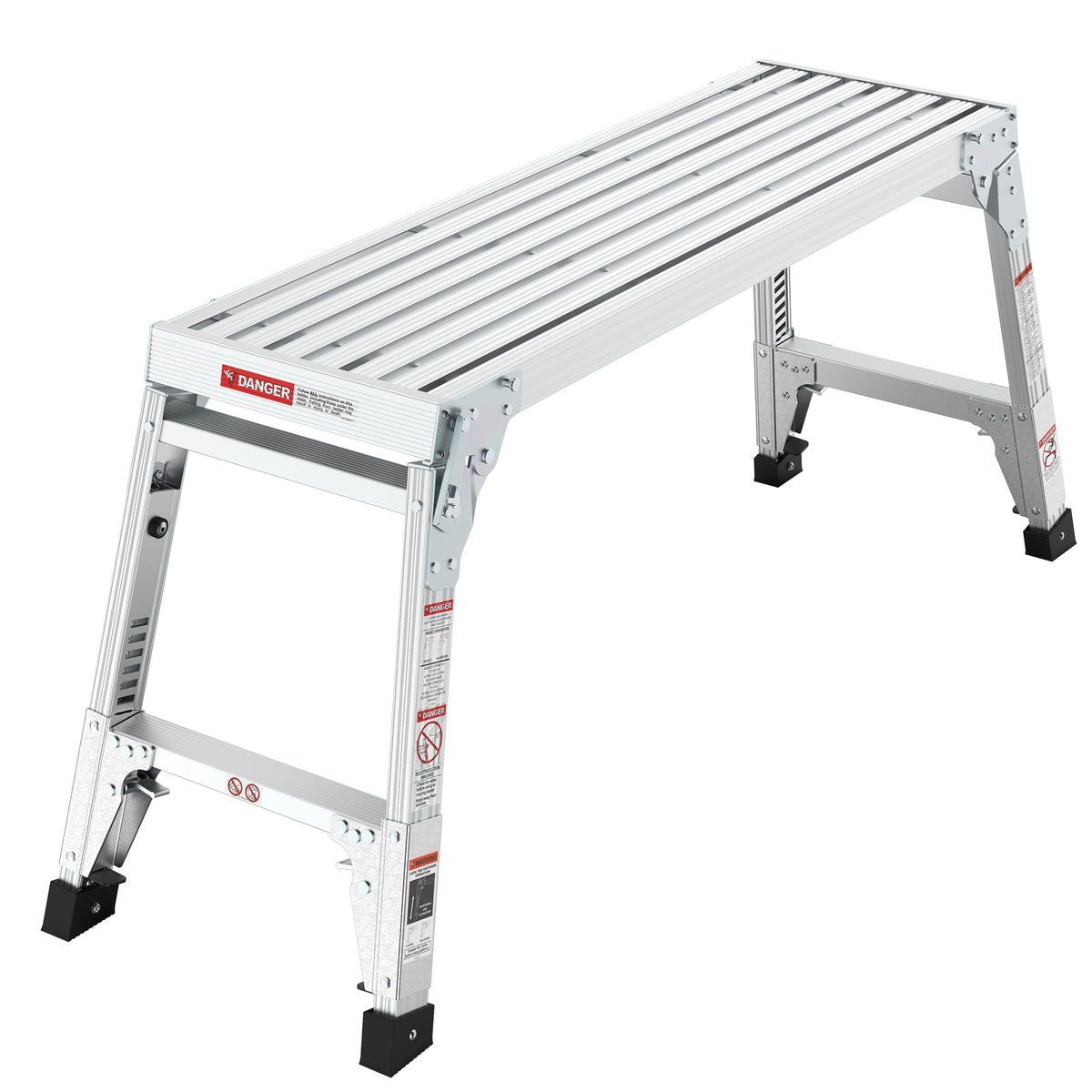 Aluminum Work Platform Large Size Step Stool Folding Portable Work Bench 40" Width Telescopic Feet 22" -27.5" Height Adjustable