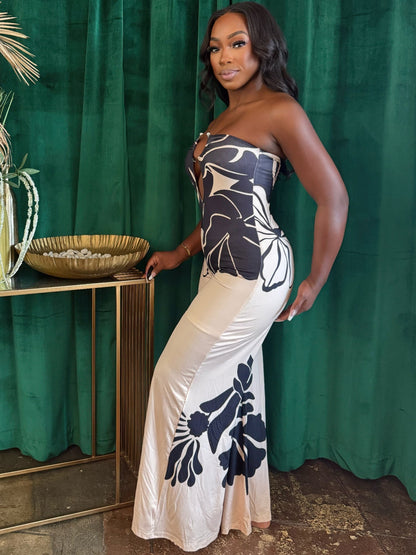 Midnight Bloom Halter Jumpsuit
