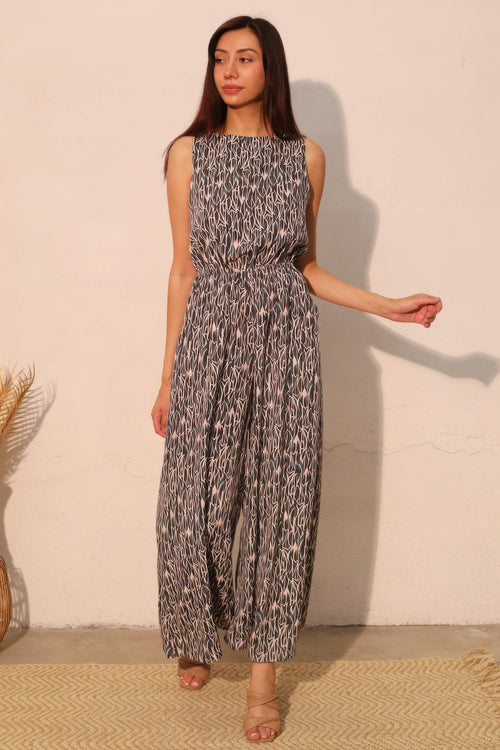 Night Meadow Sleeveless Bubble Jumpsuit