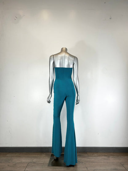 Cut-out,strapless Jumpsuit That Flares Out
