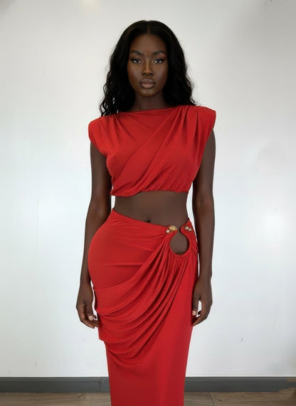 Sleeveless Top Featuring Cap Shoulders Set