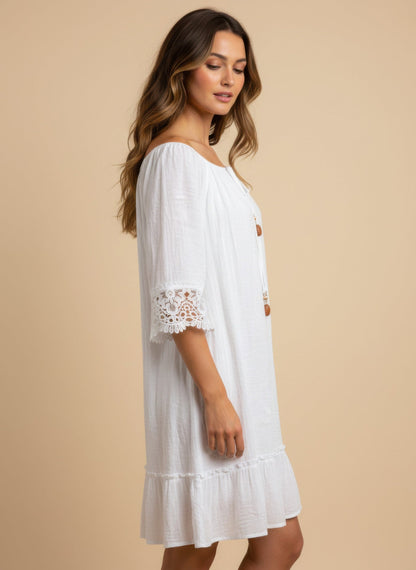 Mlle Gabrielle Solid Elbow Sleeve Dress