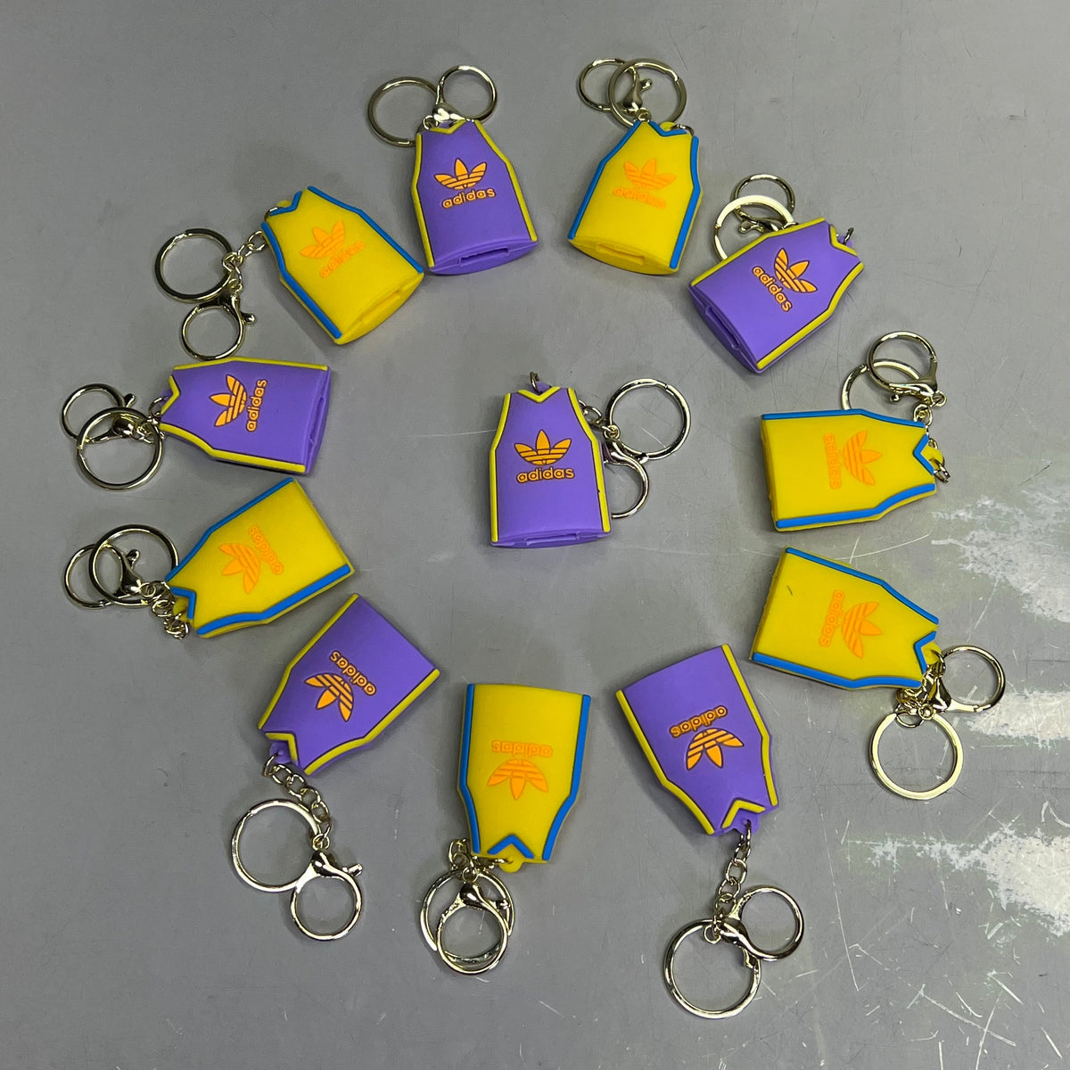 FOREVER SPORTS (12 PACK) Adidas Sports Jersey Keychains  8" Purple/Yellow