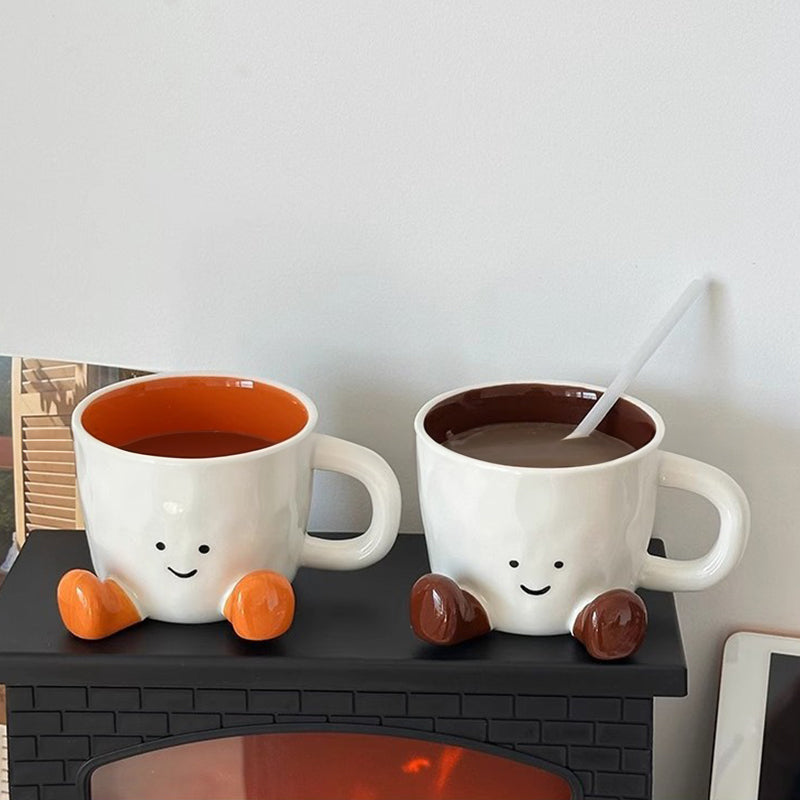 Kawaii hand - pinch feet ceramic coffee cup. High - aesthetic, great for home/dorm. Ideal gift, doubles as mark cup.