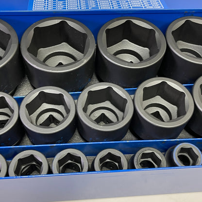 WESTWARD Impact Socket Set 1" Drive, 27 Piece (7/8 to 3-1/2") Black 21WM43