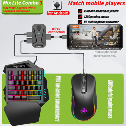 Wired Android Throne One handed Keyboard and Mouse Set Android Game PUBG Gun Converter