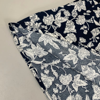 ENTRO Floral Pattern Ruffle Blouse Women's Sz S Navy/White T25612