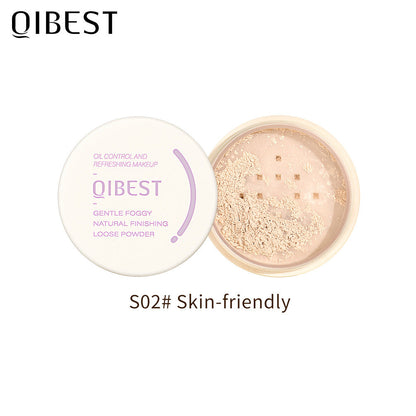 QIBEST Icy Loose Powder Mint Loose Powder Honey Powder Cake Is Not Easy To Take Off Makeup Concealer Makeup Powder