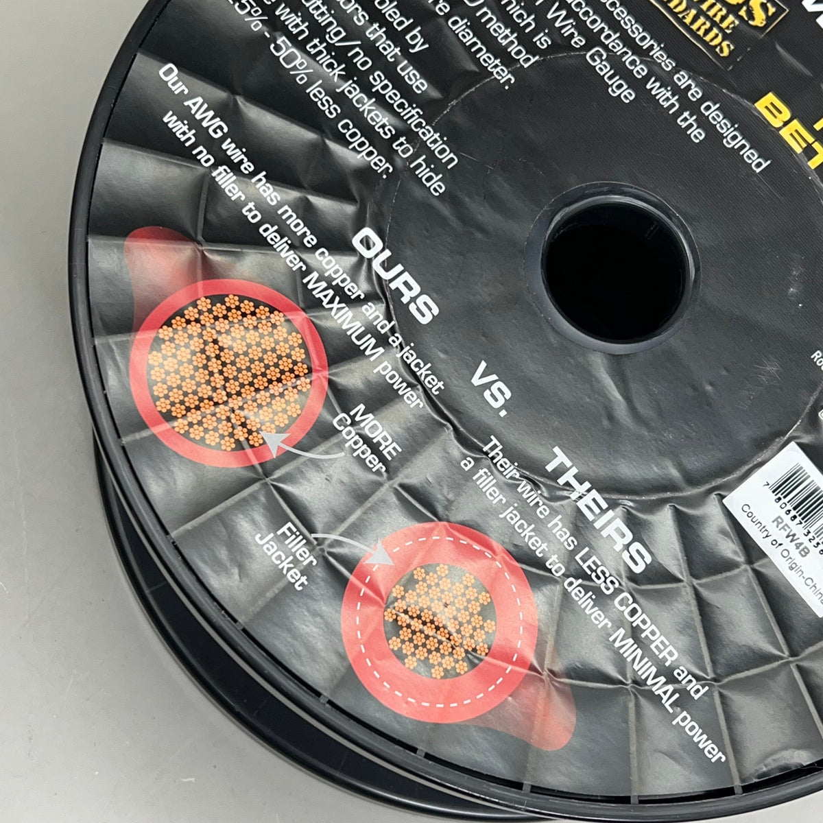 ROCKFOSGATE Power Wire 4 AWG Max Performance w/ More Copper Content 100' RFW4B