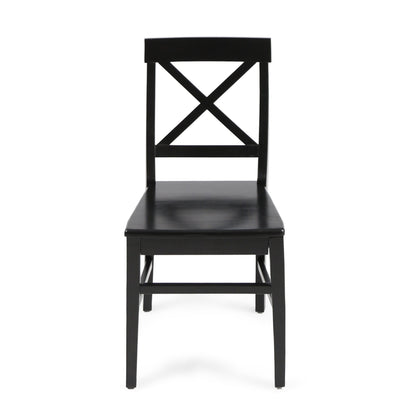 Roshan Farmhouse Acacia Wood Dining Chairs, Black (Set of 2)