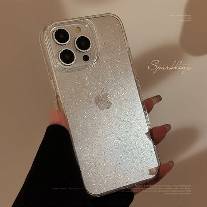 Transparent Glitter Simple Apple 14 Promax Phone Case 13 Suitable for iPhone 15 Soft Case 11 Advanced Luxury 12