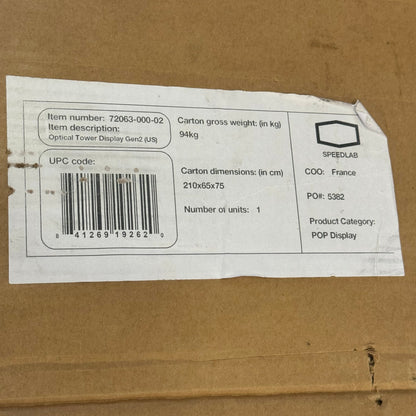 SPEEDLAB Optical Tower Display Metal w/ LED lights White 23"Wx76"Hx17"D (AS-IS, Has a small scratch)