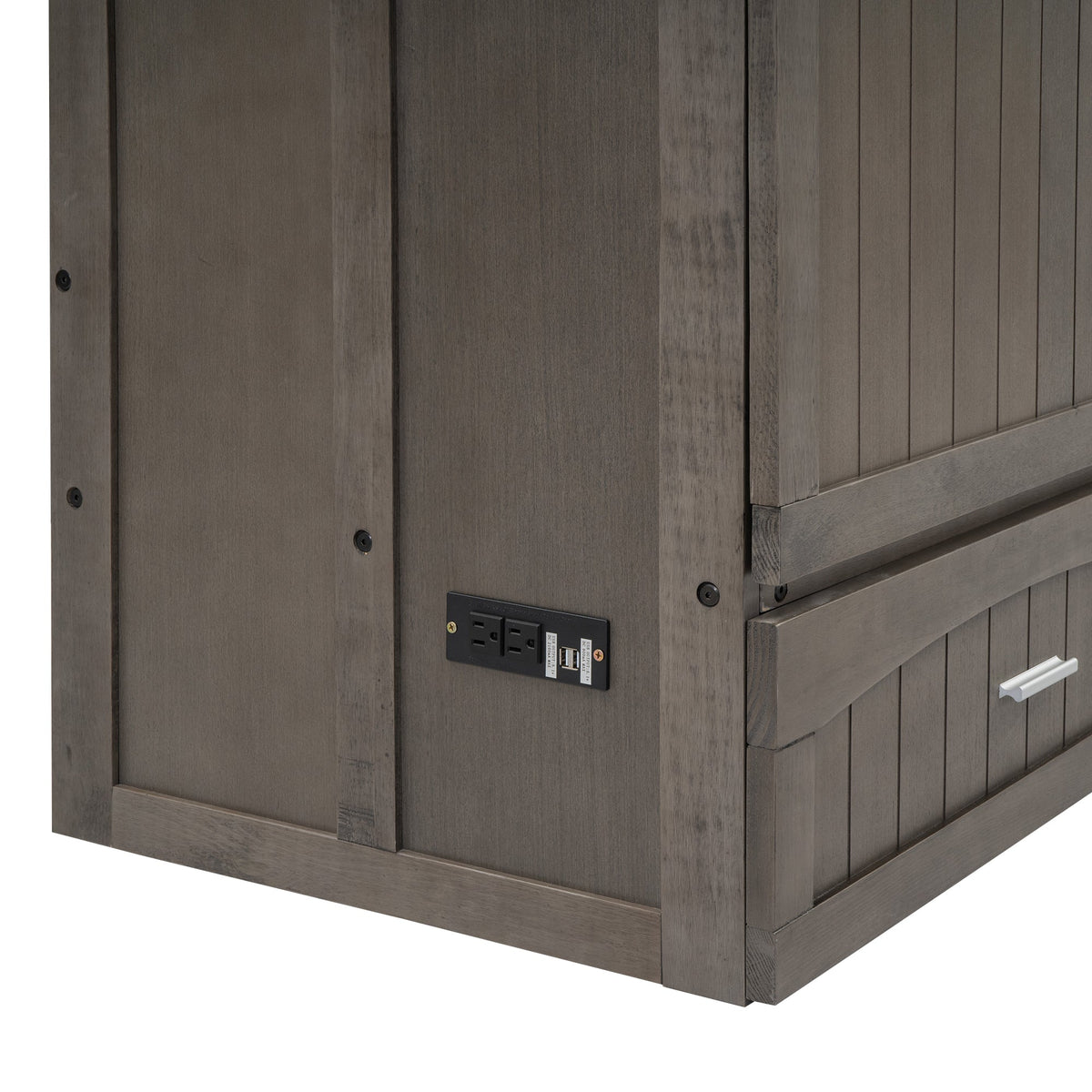 Queen Size Murphy Bed with Built-In Charging Station  Antique Grey