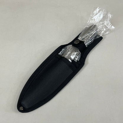 3 Piece Throwing Knife Set W/Sheath 9" Rainbow, Black, Silver Blades TK-114-3MX
