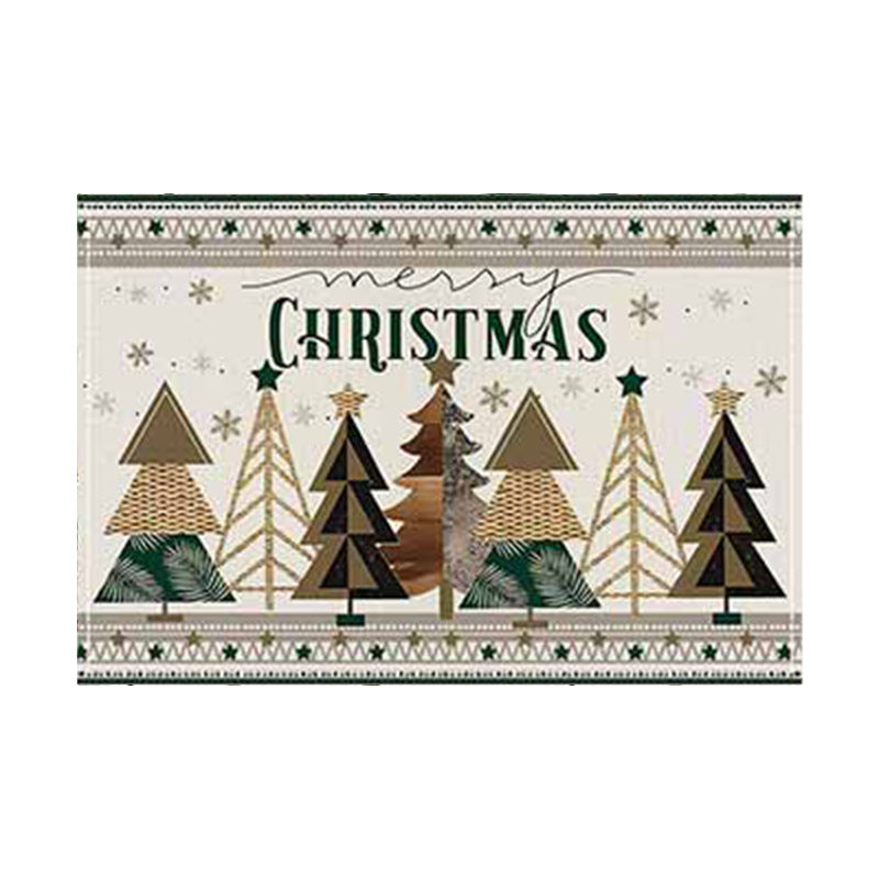 Christmas linen placemat Christmas tree print kitchen and restaurant decoration table mat