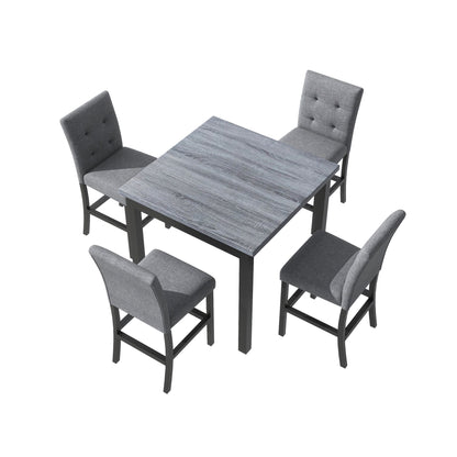 TOPMAX 5-piece cabinet dining table set, wooden square dining table and chairs, and 4 soft cushioned high back chairs in black