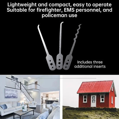 Essential stainless - steel multi - tool: quick - flip grav pick, door keys, lock rake. Durable.
