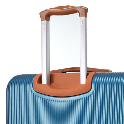 Hardshell Luggage Sets 3 Piece double spinner 8 wheels Suitcase with TSA Lock Lightweight 20''24''28''Blue + ABS