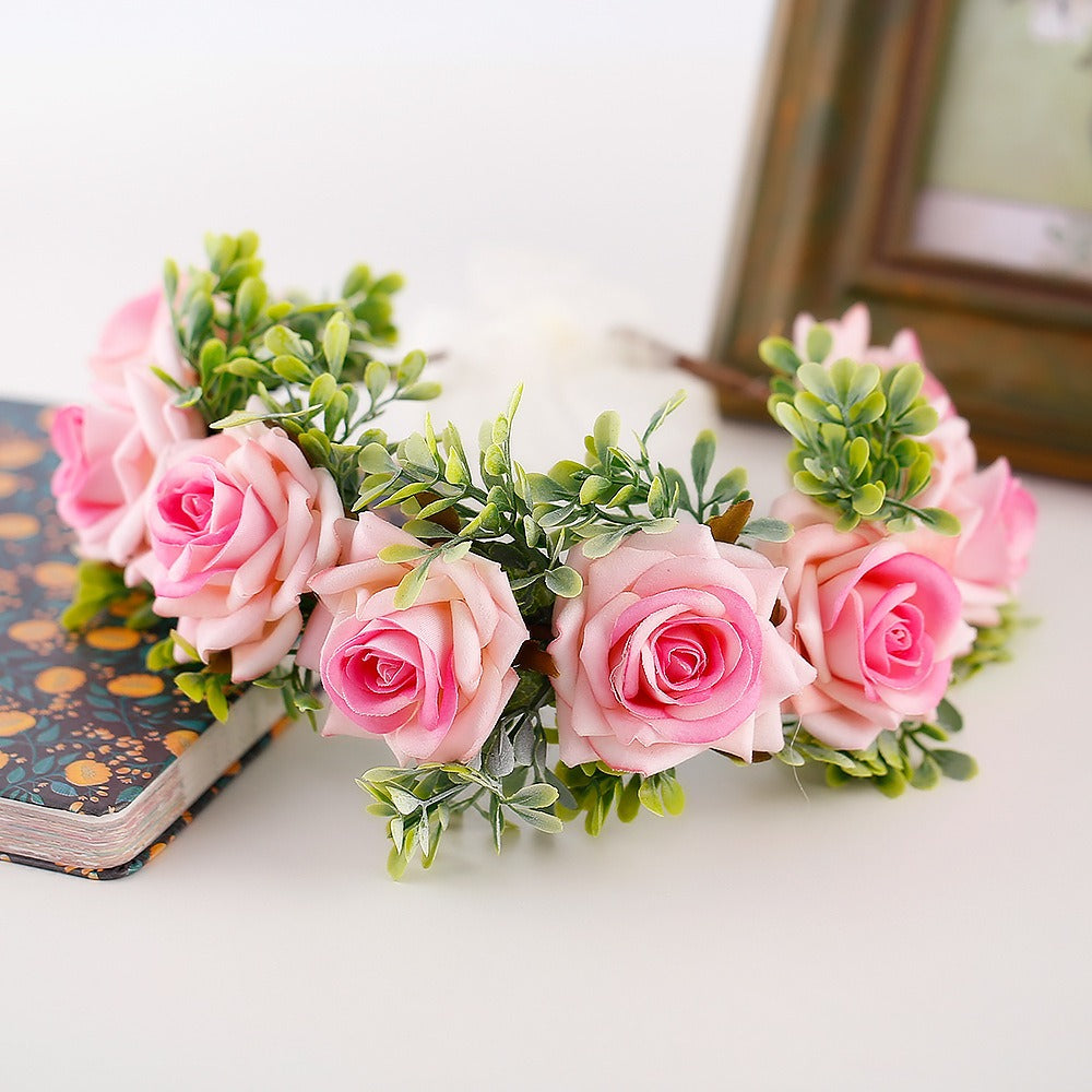 Handmade flower wreaths seaside vacation wedding accessories velvet adjustable hair accessories