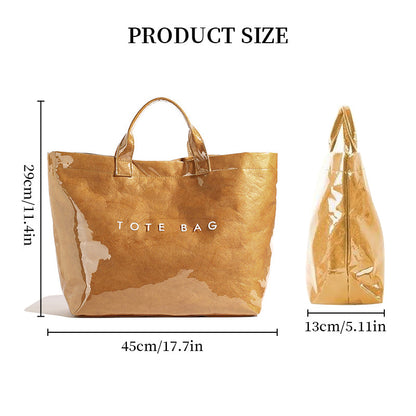 Vintage PVC tote with DuPont lettering. Simple, transparent, large - capacity handbag for commuting women.