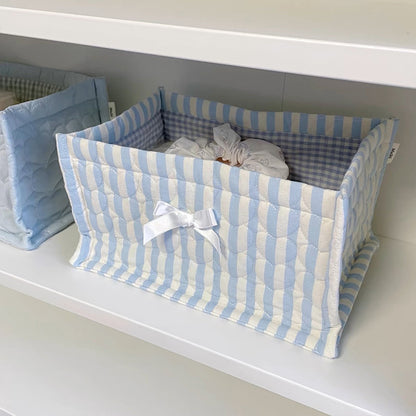 1pc Square Storage Basket: Desktop Organizer, Korean Quilted Design, Cute Storage Frame for Home Decor