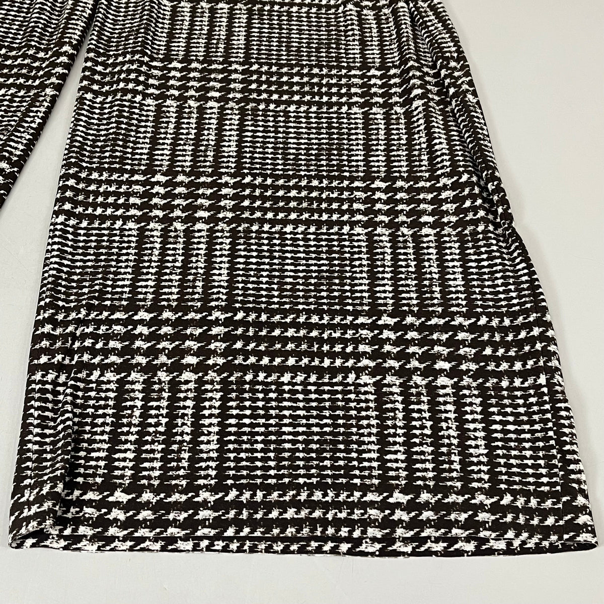 NORMA KAMALI High Waist Pleat Pant Women's Sz S/32 Chocolate Glenn Plaid Tweed