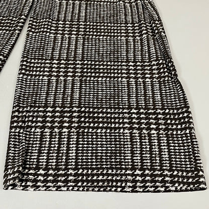 NORMA KAMALI High Waist Pleat Pant Women's Sz S/32 Chocolate Glenn Plaid Tweed