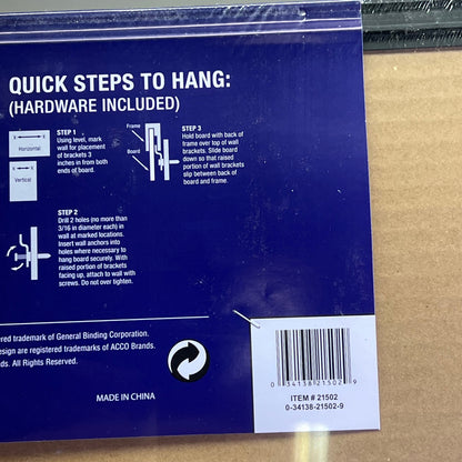 QUARTET Magnetic Dry-Erased Board Anodized Aluminum 36"x24" Black 21502-9