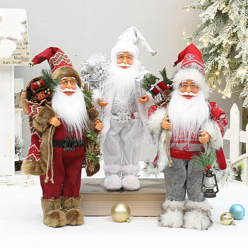 Christmas crafts 18 inch, wearing snow boots, backpack, standing, Santa Claus, dwarf