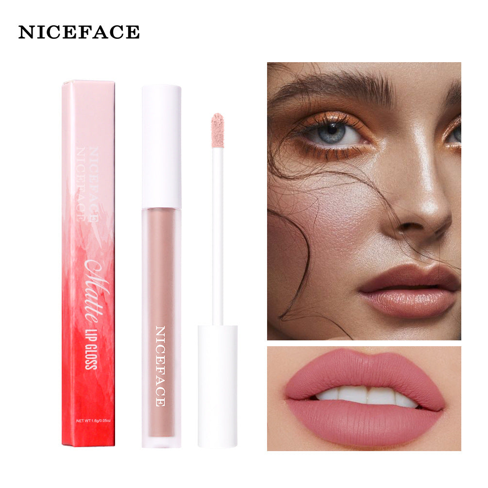 NICEFACE 12 Color Velvet Matte Lip Gloss Non-Stick Cup Liquid Lipstick Lip Glaze