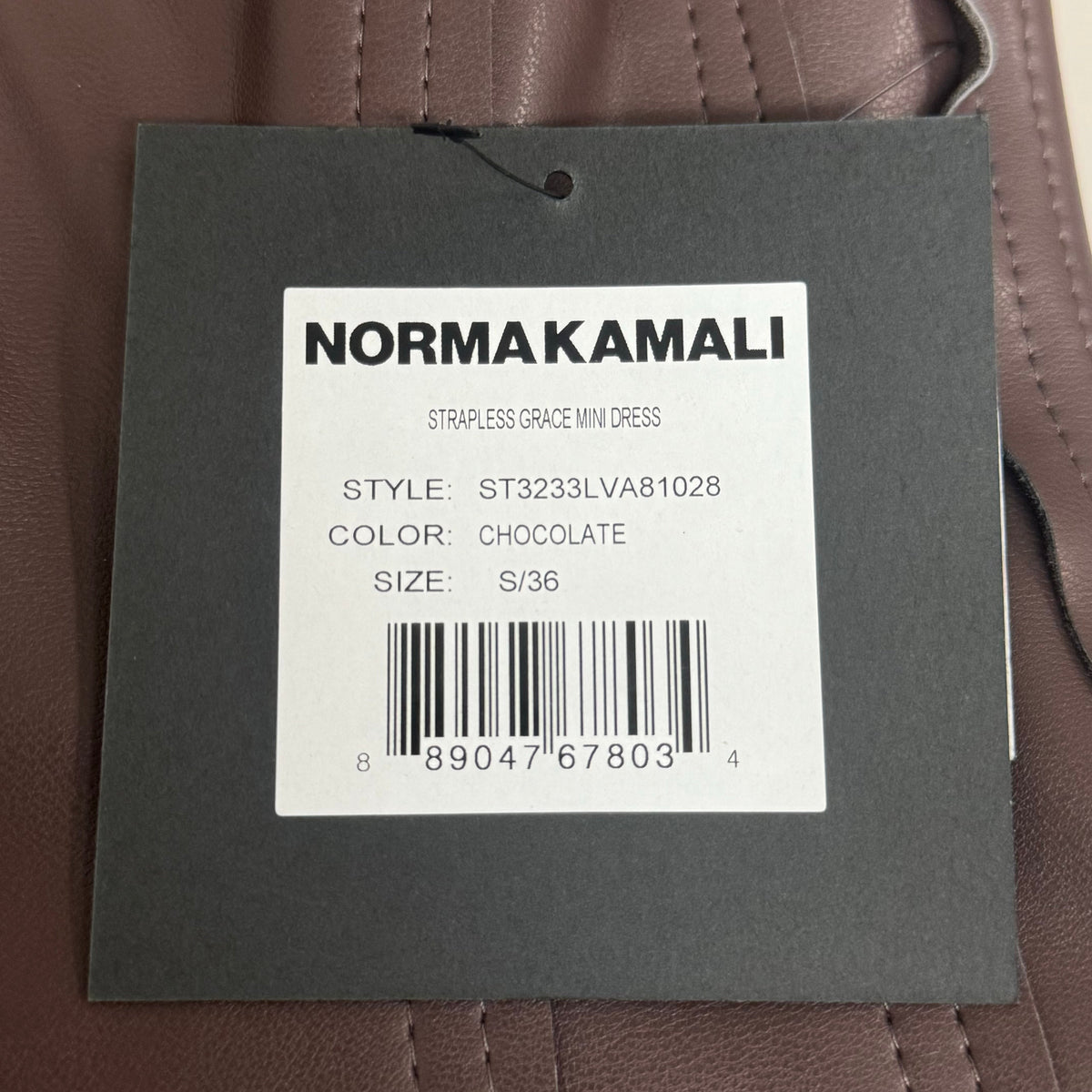 NORMA KAMALI Strapless Grace Mini Dress Unlined Women's Sz S/36 Chocolate