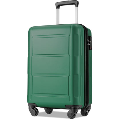 Expanable Spinner Wheel 2 Piece Luggage Set ABS Lightweight Suitcase with TSA Lock 20inch+24inch Green + Plastic