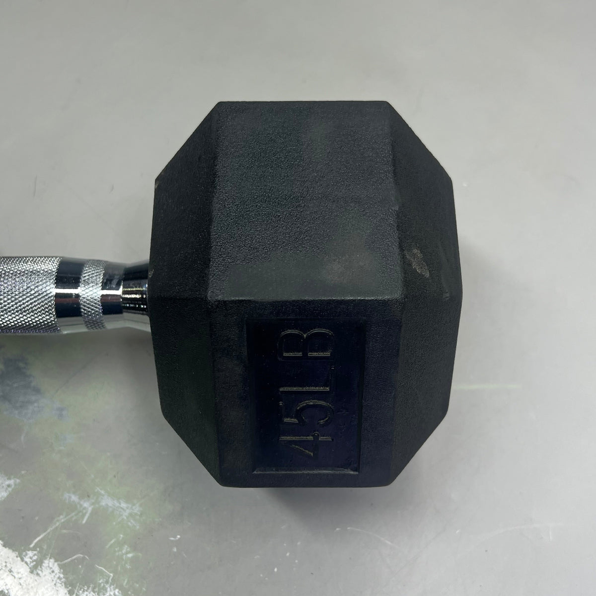 ZA@ CAP (2 PACK, 45 LBS Each) Hexagon Rubber Dumbbell Set Contoured Handle Black/Chrome