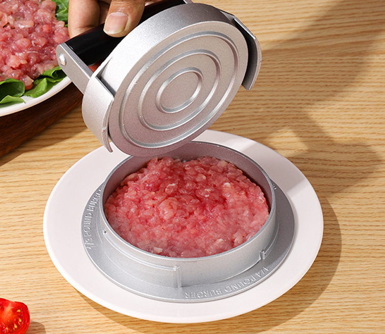 DIY rotary meat patty press three in one adjustable household aluminum alloy hamburger meat press mold manual