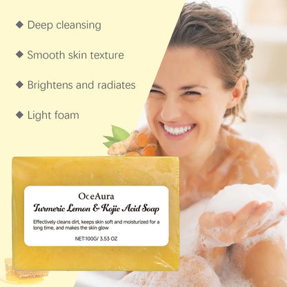 Turmeric Lemon Kojic Acid Soap Gently Cleanses And Moisturizes Skin, Body Cleansing And Refreshing Bath Soap