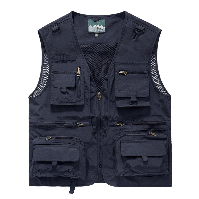 Men’s Summer Tactical Vest: 14-Pocket, Mesh, Ideal for Hiking, Fishing, Photography & Work