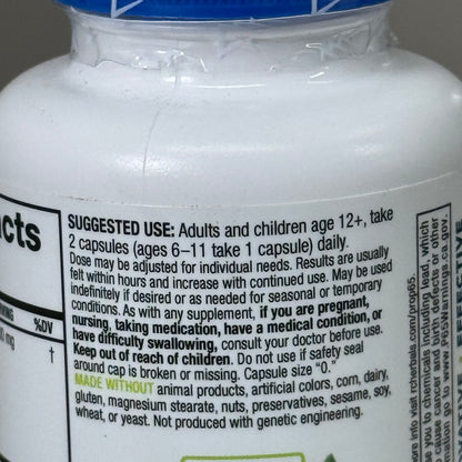 RIDGECREST HERBALS Clear Lungs Classic Breathing Support 500mg 60 Caps BB 01/28