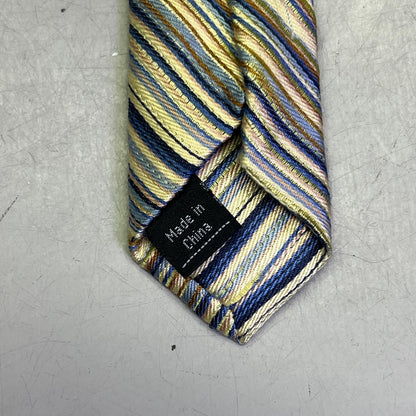 PRONTO UOMO 100% Silk Stripe Pattern Design Tie 60" Yellow/Blue (Pre-Owned)