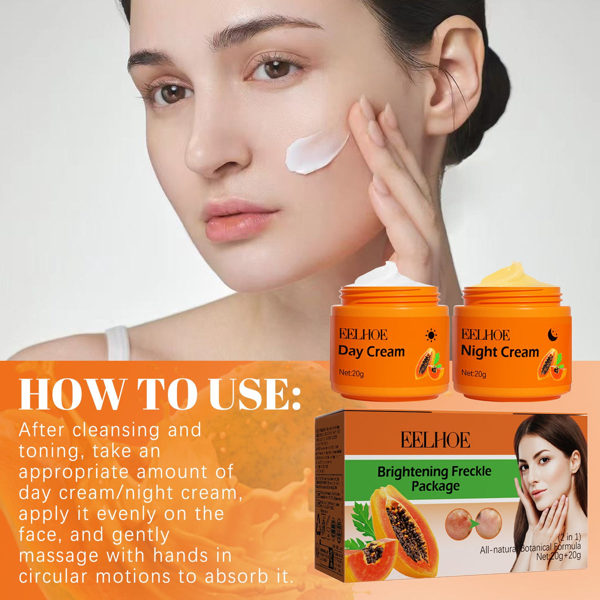 Papaya Whitening Freckle Cream Lightens Dark Spots On The Face, Brightens And Moisturizes The Skin Early And Late