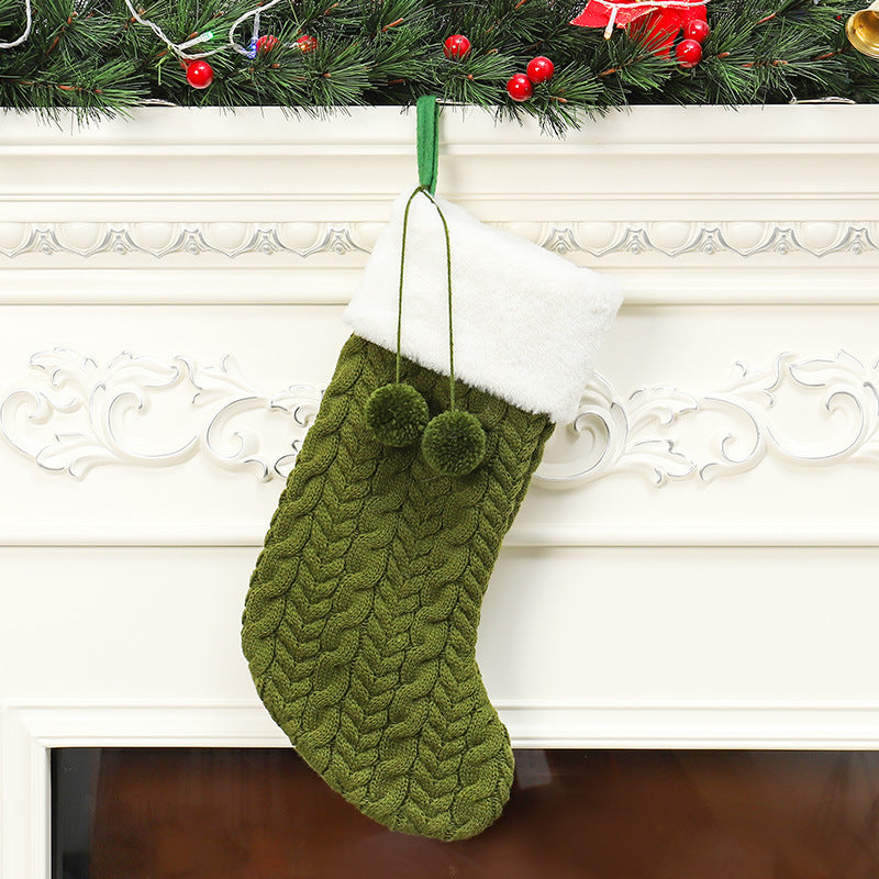 Christmas Decorations Knitted Wool Thick White Wool Socks Hotel Home Christmas Socks