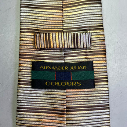 ALEXANDER JULIAN COLOURS Horizontal Design Tie 60" Brown/Orange/Yellow Pre-Owned