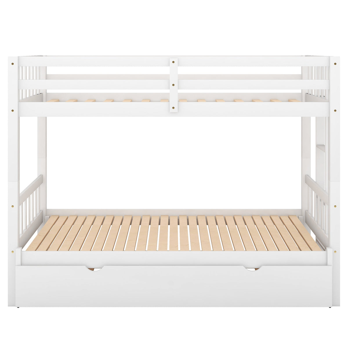 Twin over Pull-out Bunk Bed with Trundle  White