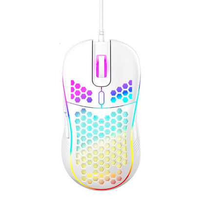 Wired gaming mouse with hollow holes and glowing light lightweight gaming mouse for esports