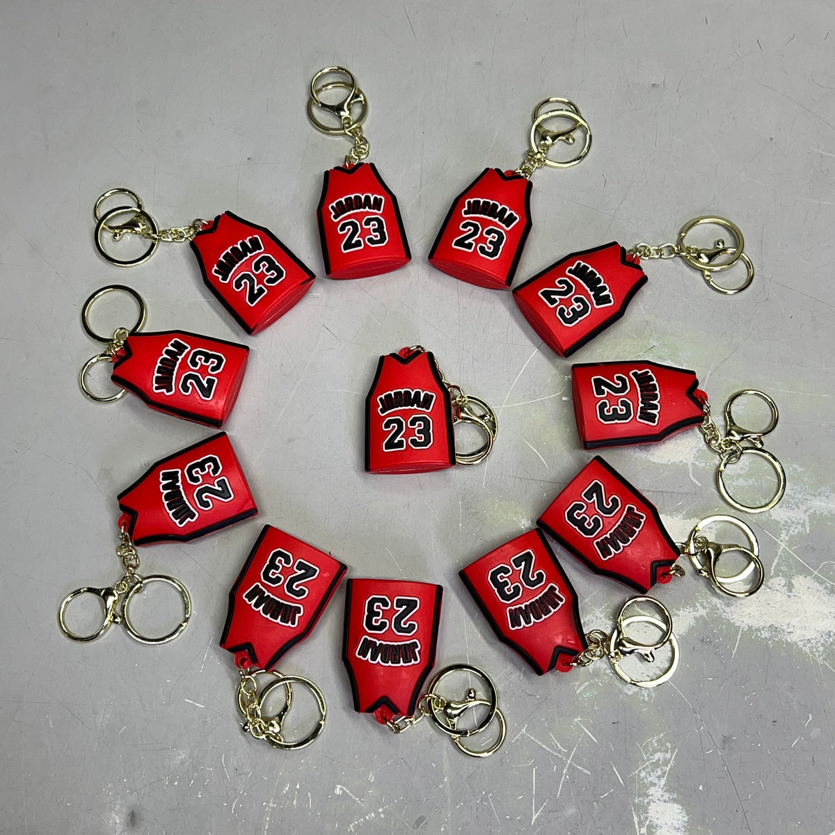 MICHAEL JORDAN (12 Pieces) Chicago Bulls Number "23" Jersey Keychain Red